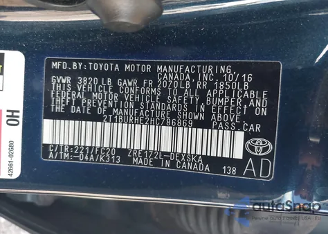 2017 Toyota Corolla Se from USA, damaged, VIN 2T1BURHE2HC786869